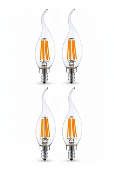 LİVORA LIGHTING Rustik Kıvrık 4W E14 LED Ampul 400lm (4LÜ) ürün görseli 1