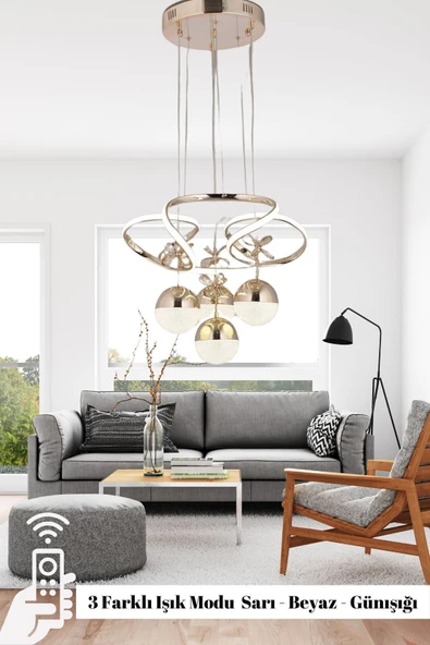 LİVORA LIGHTING Alice Modern Gold 4 Toplu Kelebek Taşlı Kumandalı Led Avize ürün görseli 1