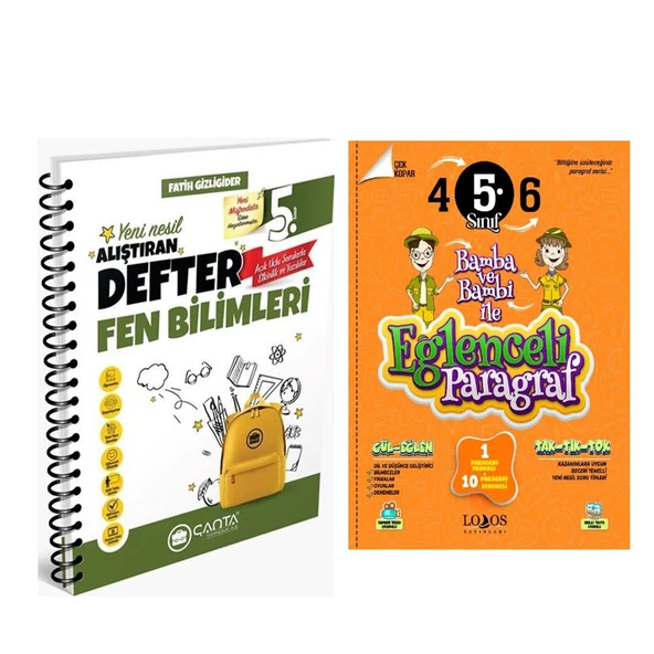 Çanta 5. Sınıf Fen Bilimleri Okula Yardımcı Alıştıran Defter ve Lodos Eğlenceli Paragraf Soru Bankası Seti 2 Kitap ürün görseli 1