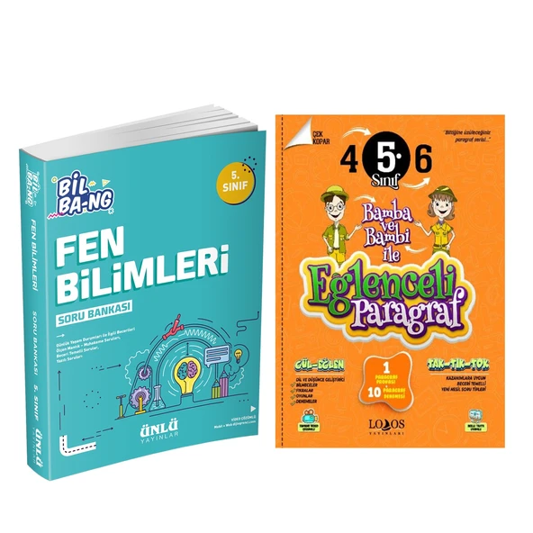 Ünlü Yayınları 5.Sınıf Bil Bang Fen Bilimleri ve Lodos Eğlenceli Paragraf Soru Bankası Seti 2 Kitap ürün görseli 1
