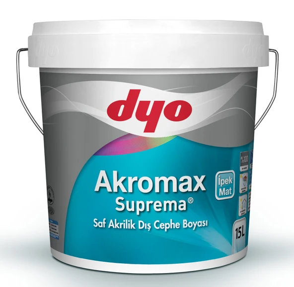 Dyo Akromax Suprema Saf Akrilik İpek Mat Dış Cephe Boyası Beyaz 13.5Lt. ürün görseli 1