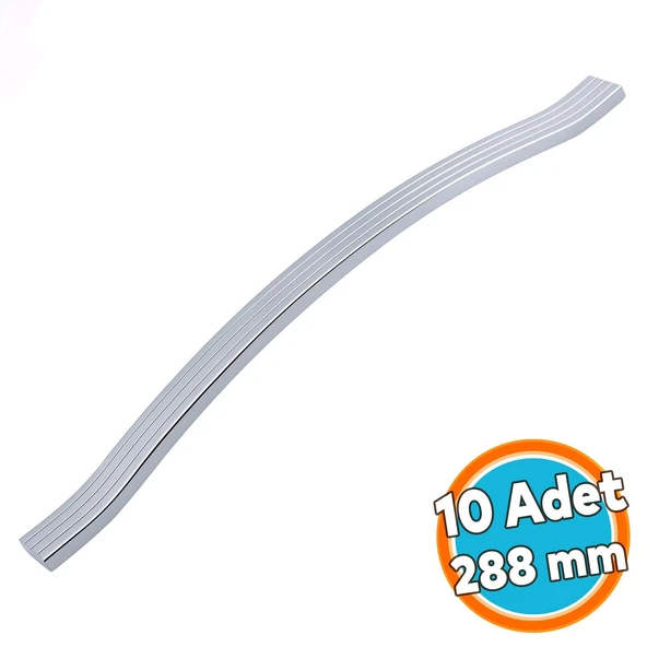 10 Adet Mobilya Kulpu 288 mm Vida Aralığı Paslanmaz Sağlam Kulpları Kulbu Krom Gümüş Çizgili Metal ürün görseli 1