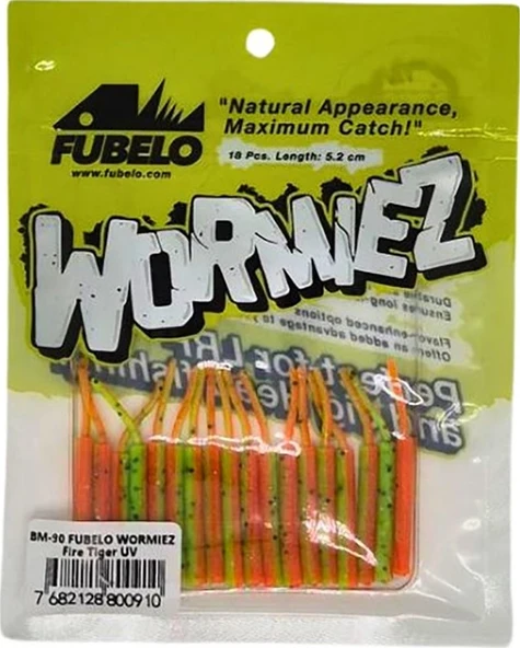 Fubelo Wormiez 5.2cm 18 Adet Lrf Silikonu Fire Tiger Uv Fire Tiger Uv ürün görseli 1