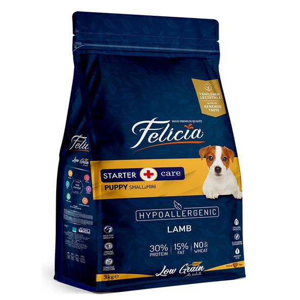 Felicia 3 Kg Yavru Kuzulu Small/Mini Az Tahıllı HypoAllergenic Köpek Maması ürün görseli 1