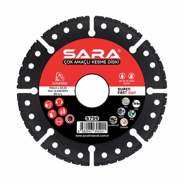 SARA S759 Çok Amaçlı Elmas Kesme Diski - 115 mm ürün görseli 1