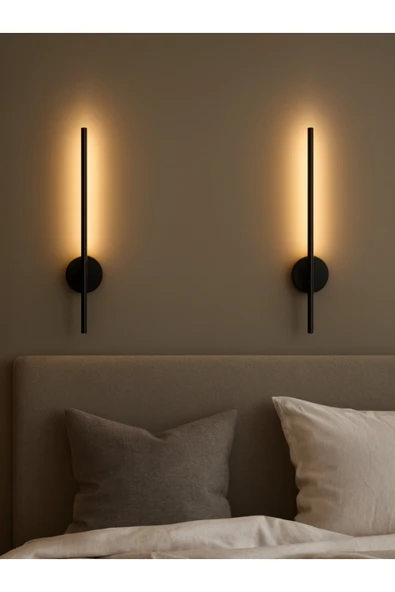 Mat Siyah 70 cm Elektrikli LED Duvar Apliği ürün görseli 1