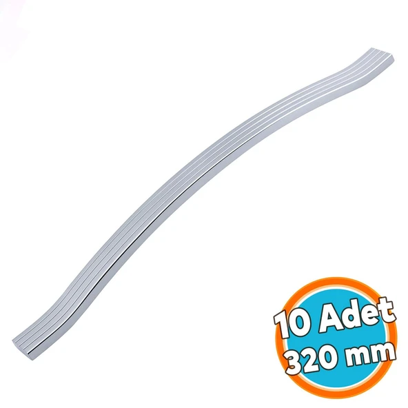 Mobilya Kulpu Paslanmaz Kulplar Kulbu Dayanıklı Modern 320 mm Krom Gümüş Çizgili Metal 10 Adet ürün görseli 1