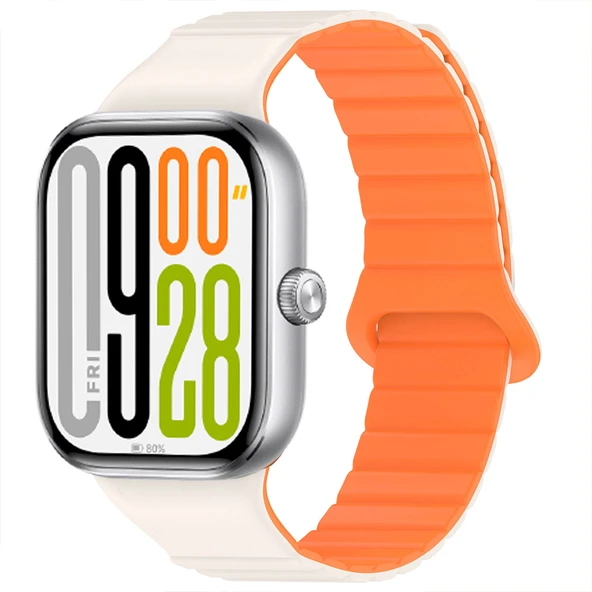 Redmi Watch 5 Uyumlu Kordon Yumuşak Silikon Kordon Güçlü Manyetik Strap Kayış  Turuncu ürün görseli 1