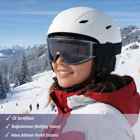 Kayak Gözlüğü Füme Ventilli Güneş Kar Koruyucu Gözlük UV Korumalı Snowboard Glasses Gözlük ürün görseli 1