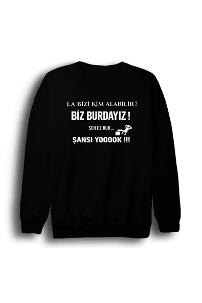 fame-stoned La bizi kim alabilir? Baskılı Unisex %100 Pamuk Bisiklet Yaka Siyah Sweatshirt ürün görseli 1