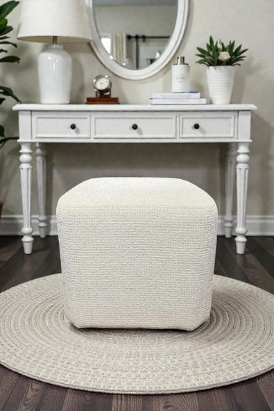 Kare Puf - BLOCK Bukle Şönil Kumaş - Modern Dekoratif Şık ve Konforlu Puf&Bench ürün görseli 1