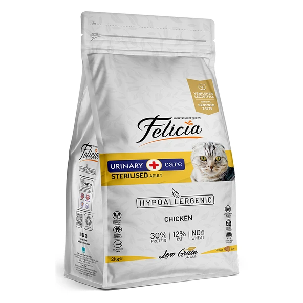 Felicia 2 kg Sterilised Tavuklu Az Tahıllı HypoAllergenic Kedi Maması ürün görseli 1