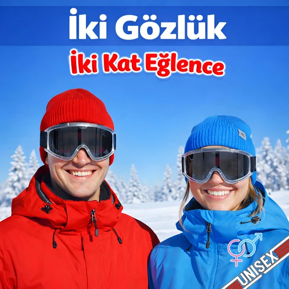 2 Adet Kayak Gözlüğü Füme Ventilli Güneş Kar Koruyucu Gözlük UV Korumalı Snowboard Glasses Gözlük ürün görseli 1
