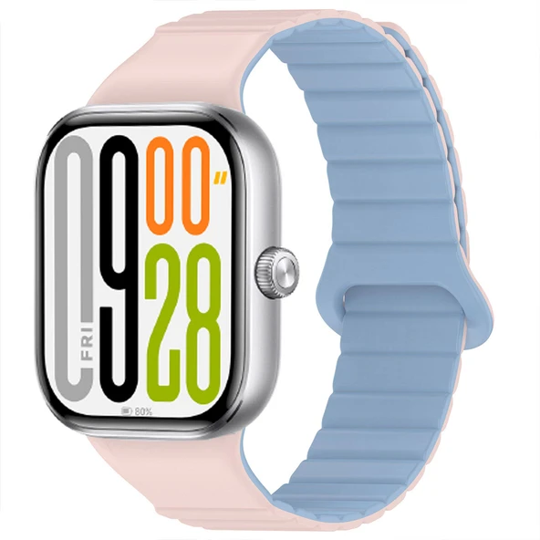 Redmi Watch 5 Uyumlu Kordon Yumuşak Silikon Kordon Güçlü Manyetik Strap Kayış  Açık Pembe ürün görseli 1