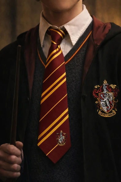 Erkek Kırmızı Harry Potter Gryffindor Desenli Kravat ürün görseli 1