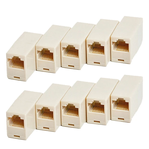RJ45 dişi dişi CAT5 CAT6 ara birleştirici konnektör 10'lu set ürün görseli 1