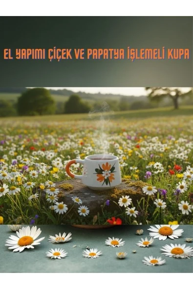 El Yapımı Çiçek Ve Papatya İşlemeli Kupa - Resim 3