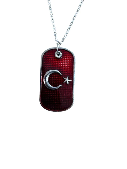 Ay Yıldız Tasarımlı Metal Künye Kolye – Unisex Model ürün görseli 1