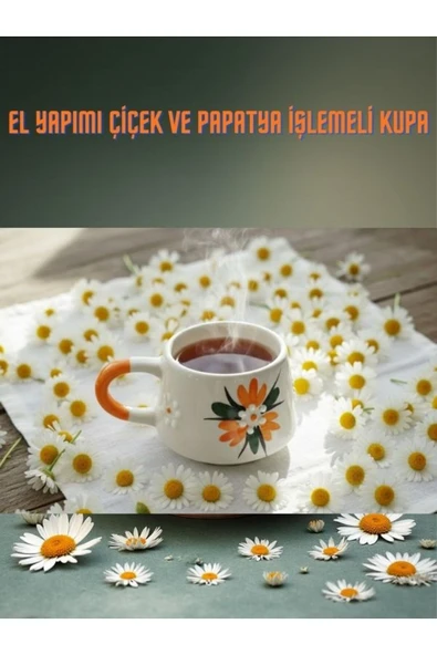 El Yapımı Çiçek Ve Papatya İşlemeli Kupa ürün görseli 1