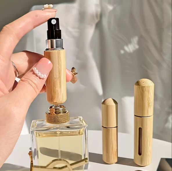BAYMUSK TEKNOLOJİ BAMBU 5 ML DOLDURULABİLİR PARFÜM ŞİŞESİ TAŞINABİLİR CEP SEYAHAT PARFÜM ŞİŞESİ ATOMİZER ürün görseli 1