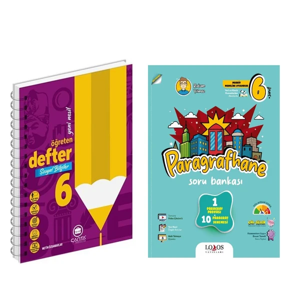 Çanta 6. Sınıf Sosyal Bilgiler Okula Yardımcı Öğreten Defter ve Lodos Paragrafhane Soru Bankası Seti 2 Kitap ürün görseli 1