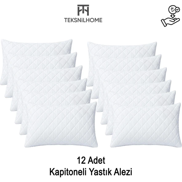Teksnil Home Ekonomik 12'li Kapitoneli Fermuarlı Yastık Alezi 50 x 70 cm ürün görseli 1