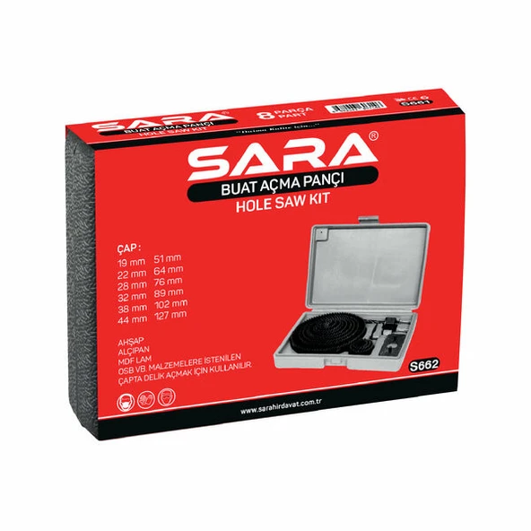 SARA S662 16 Parça Buat Açma Panç Seti (Hole Saw Kit) ürün görseli 1