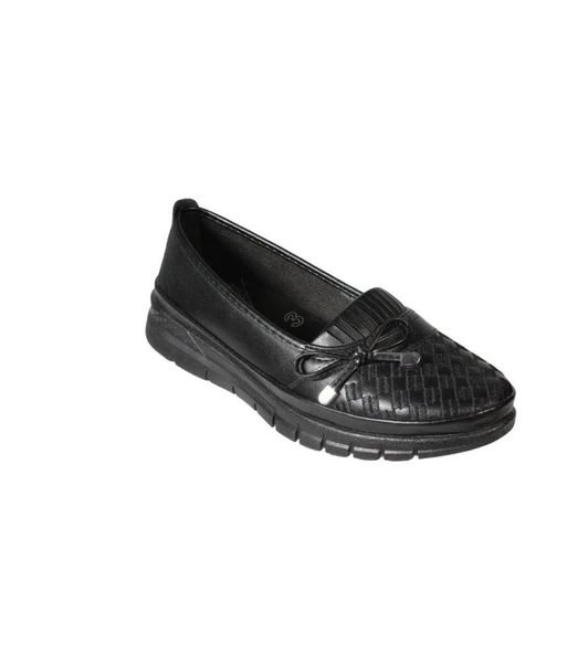 YAZKIŞ KADIN Siyah  Cilt Üzeri Fiyonklu 37-41 Numara Comfort Taban Anne Ayakkabısı ürün görseli 1