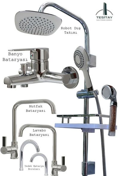 Mutfak Lavabo Banyo Bataryaları ve Geniş Şampuanlıklı Robot Duş Seti Doras Serisi ürün görseli 1