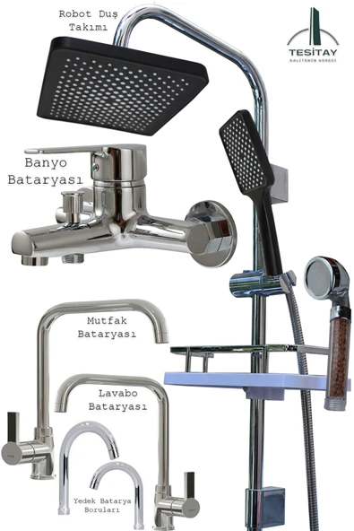Mutfak Lavabo Banyo Bataryaları ve Geniş Şampuanlıklı Robot Duş Seti Diamond Serisi ürün görseli 1