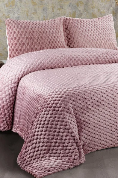 Cordoba Peluş Çift Kişilik Yatak Örtüsü Mürdüm ürün görseli 1
