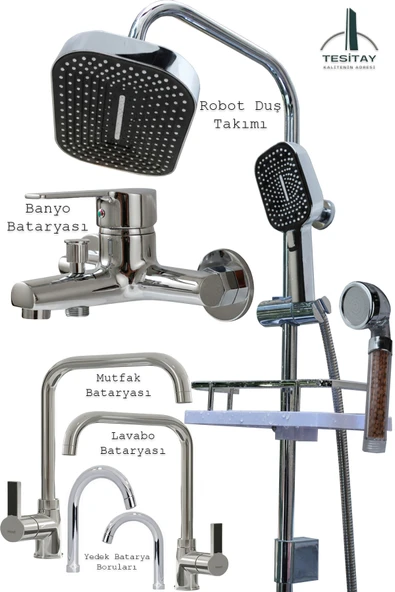 Mutfak Lavabo Banyo Bataryaları ve Geniş Şampuanlıklı Robot Duş Seti Piano Serisi ürün görseli 1