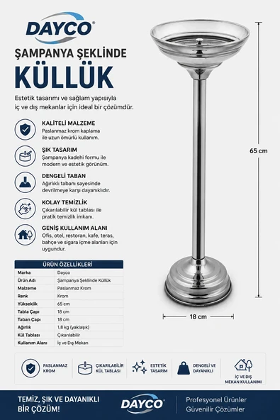 Dayco Şampanya Şeklinde Küllük ürün görseli 1