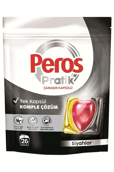 Peros Pratik Matik Çamaşır Deterjanı Kapsülü - Tableti 26 Adet Siyahlar ürün görseli 1