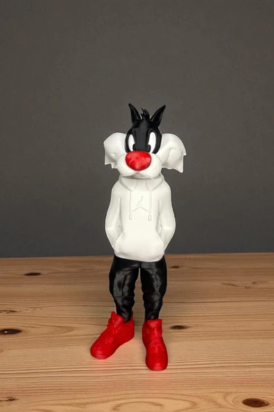 Valyria 25 CM 3D baskı Sylvester figürü, Looney Tunes figür, çizgi film figürü ürün görseli 1