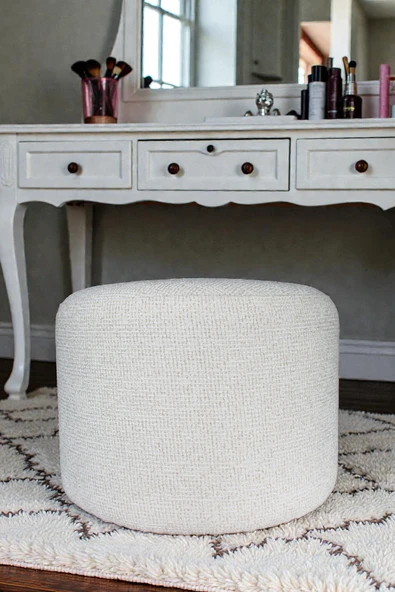 Yuvarlak Puf - MOON Bukle Şönil Kumaş - Modern Dekoratif Şık ve Konforlu Puf&Bench ürün görseli 1