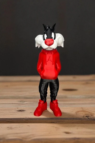 Valyria 25 CM 3D baskı Sylvester figürü, Looney Tunes figür, çizgi film figürü ürün görseli 1