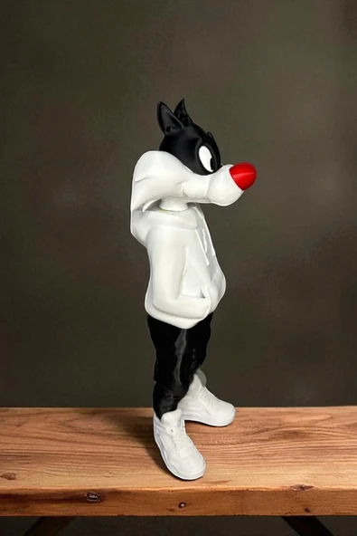 Valyria 25 CM 3D baskı Sylvester figürü, Looney Tunes figür, çizgi film figürü ürün görseli 1