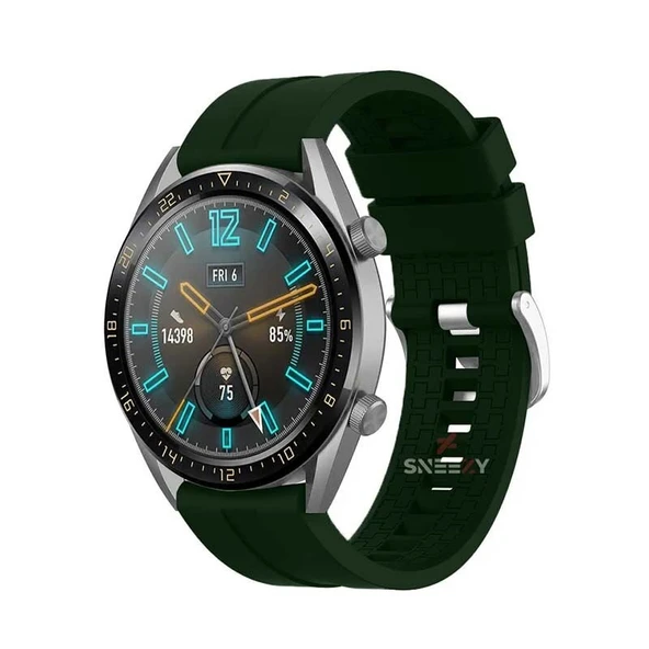Samsung Galaxy Watch 46mm R800 – Watch 3 45mm R840 22mm Uyumlu NovaGT Supreme Silikon Kordon  Koyu Yeşil ürün görseli 1