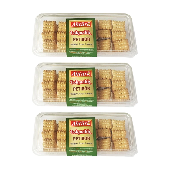 Aktürk Lokmalık Petibör Bisküvi Arası Lokum 250 gr x 3 Adet ürün görseli 1