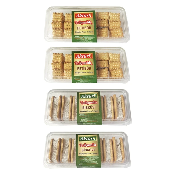 Aktürk Lokumlu Bisküvi 300 gr ve Lokmalık Petibör 250 gr 4 lü Karma Paket ürün görseli 1