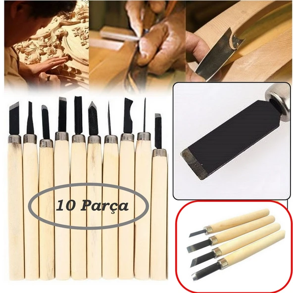 10 Parça Ahşap Oyma Hobi Heykel Oyma Seti Ağaç Oyma Set Oyma Kalem Set Hobi Oyma Bıçakları ürün görseli 1