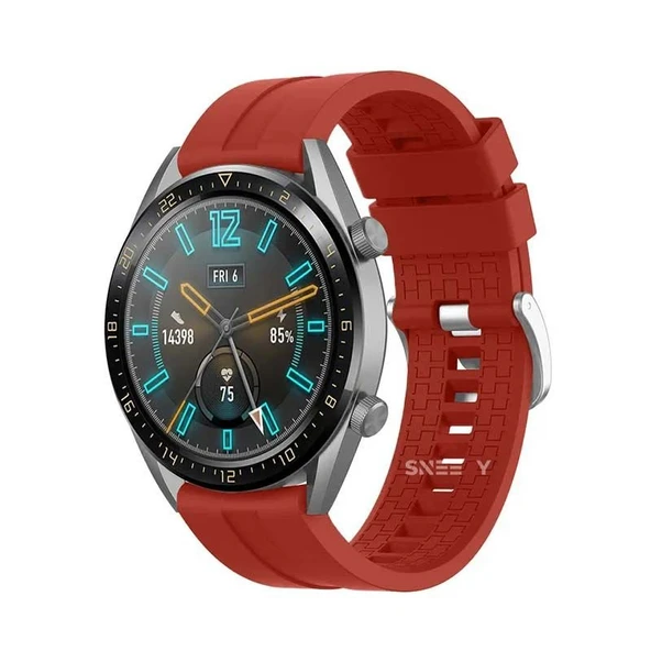 Samsung Gear S3 Frontier R760 – S3 Classic R770 22mm Uyumlu NovaGT Supreme Silikon Kordon  Koyu Kırmı ürün görseli 1