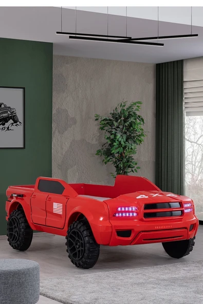 Arabalı Yatak, Pickup Ledli Arabalı Yatak 100x190 - Kırmızı ürün görseli 1