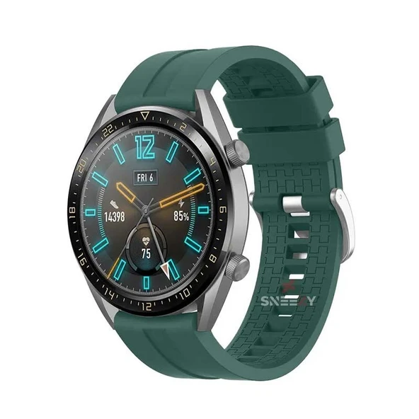 Huawei Watch GT2 Elite-Sport-Classic 46mm-GT2 Pro 22mm Uyumlu NovaGT Supreme Silikon Kordon  Haki ürün görseli 1