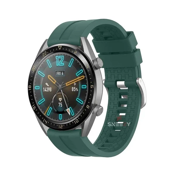 Huawei Watch GT Runner-Sport 46mm- GT2 E 22mm Uyumlu NovaGT Supreme Silikon Kordon  Haki ürün görseli 1