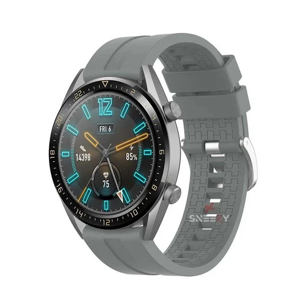 Huawei Watch 4 46mm-Watch 4 Pro 22mm Uyumlu NovaGT Supreme Silikon Kordon  Gri ürün görseli 1