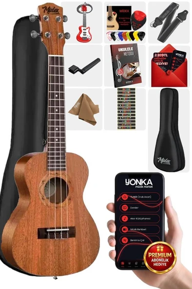 Midex CT-24MT Set Concert Ukulele (Çanta Askı Metod Pena) ürün görseli 1