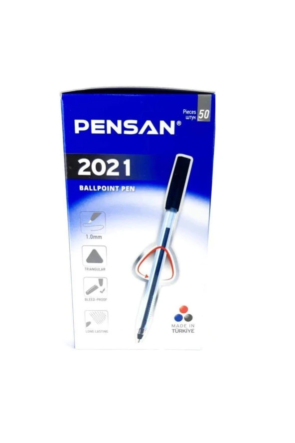 Pensan Tükenmez Kalem Üçgen Siyah (50 Li Paket) ürün görseli 1