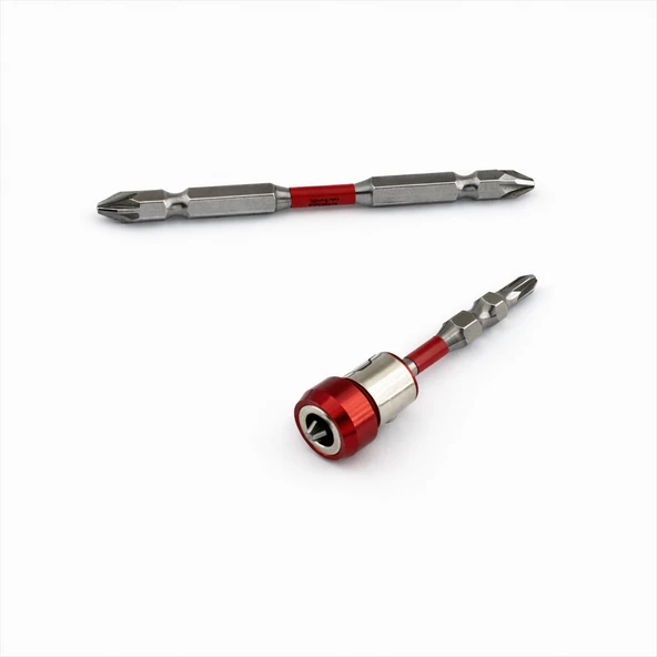 N35 Mıknatıslı Pozidrov Çift Taraflı Yıldız Bits Uç Manyetik Halkalı S2 Çelik PH2 65 mm 100 mm 1/4" ürün görseli 1